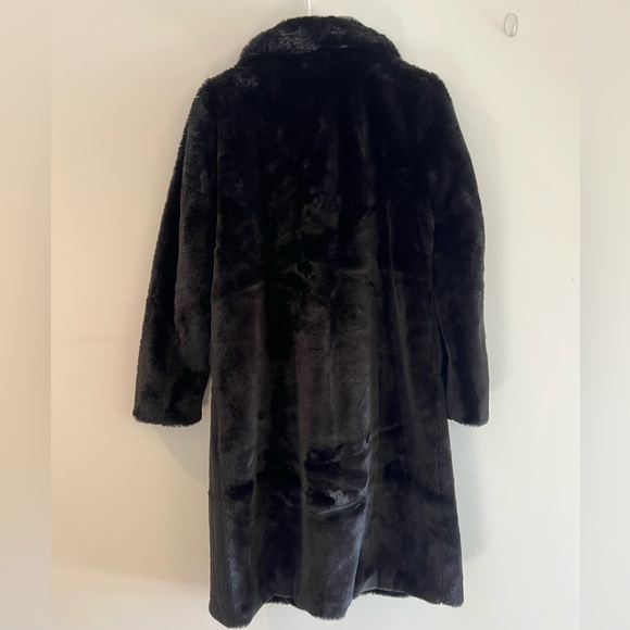 Black Faux Fur Coat Teddy Long Plush Winter Jacket Size US 4 Boohoo - Picture 2 of 3
